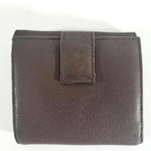 Estuche de cuero para tarjetas con cierre de solapa, compartimento para billetes, bolsillo para monedas, billetera minimalista vintage Cartera de cuero marrón para bolsillo, bolso o maletín