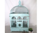 Bird Cage, Vintage Wooden Victorian Style Finch Birdcage Asian Drawing Room Decor, Cottage Cabin Porch Decorative Shabby Chipped Paint