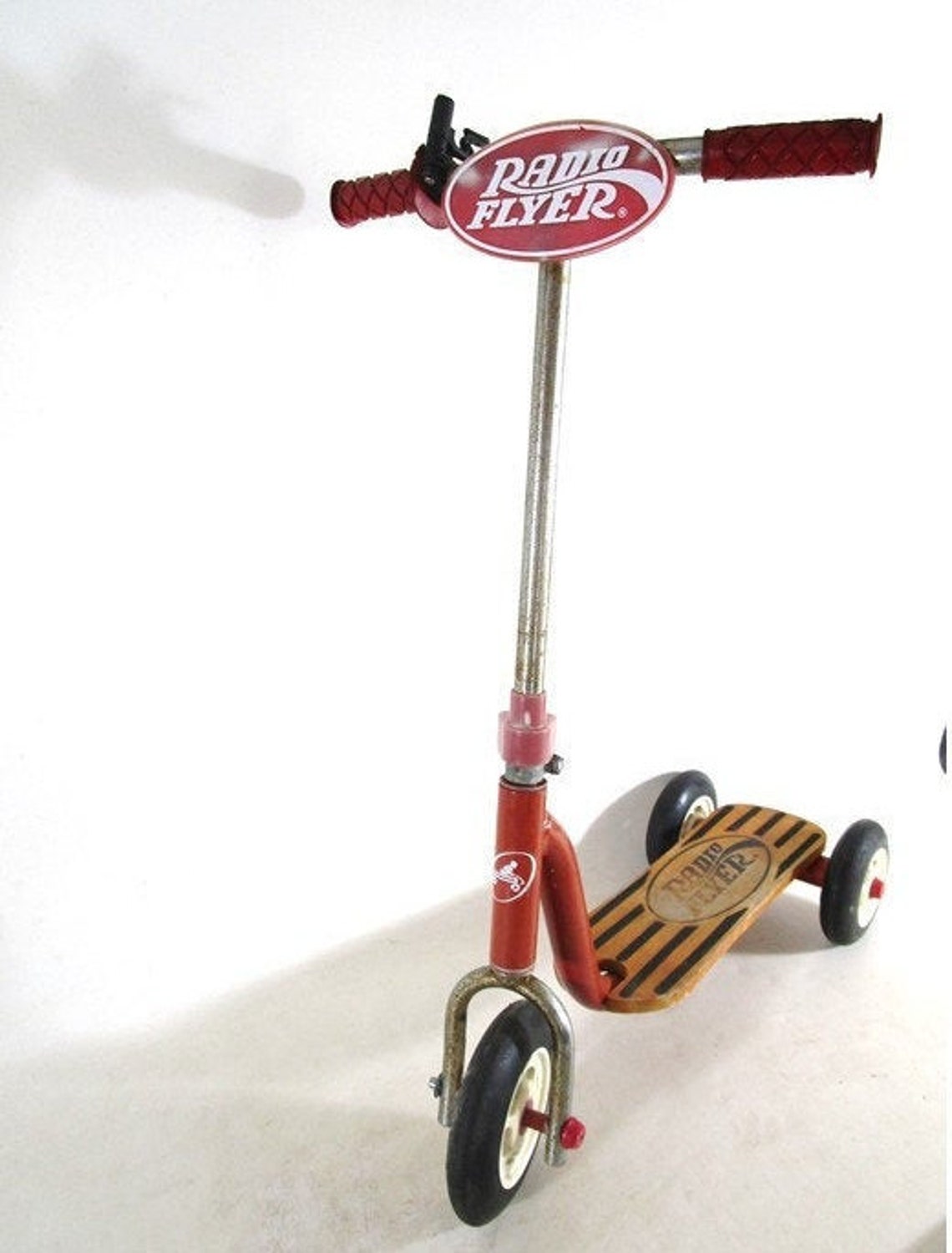 Little Red Radio Flyer Scooter 510 Vintage Wood Deck Etsy