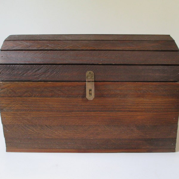 Treasure Chest, Vintage Wood Trunk Domed Lid Camel Back Halloween Candy Pirate Chest Handmade Display Storage Container Box Photo Prop