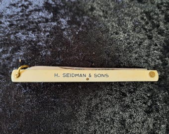 Fruit Tester Knife or Melon Knife, Vintage Advertising Pocketknife Mid Century H Seidman & Sons, Dock St, Phila.