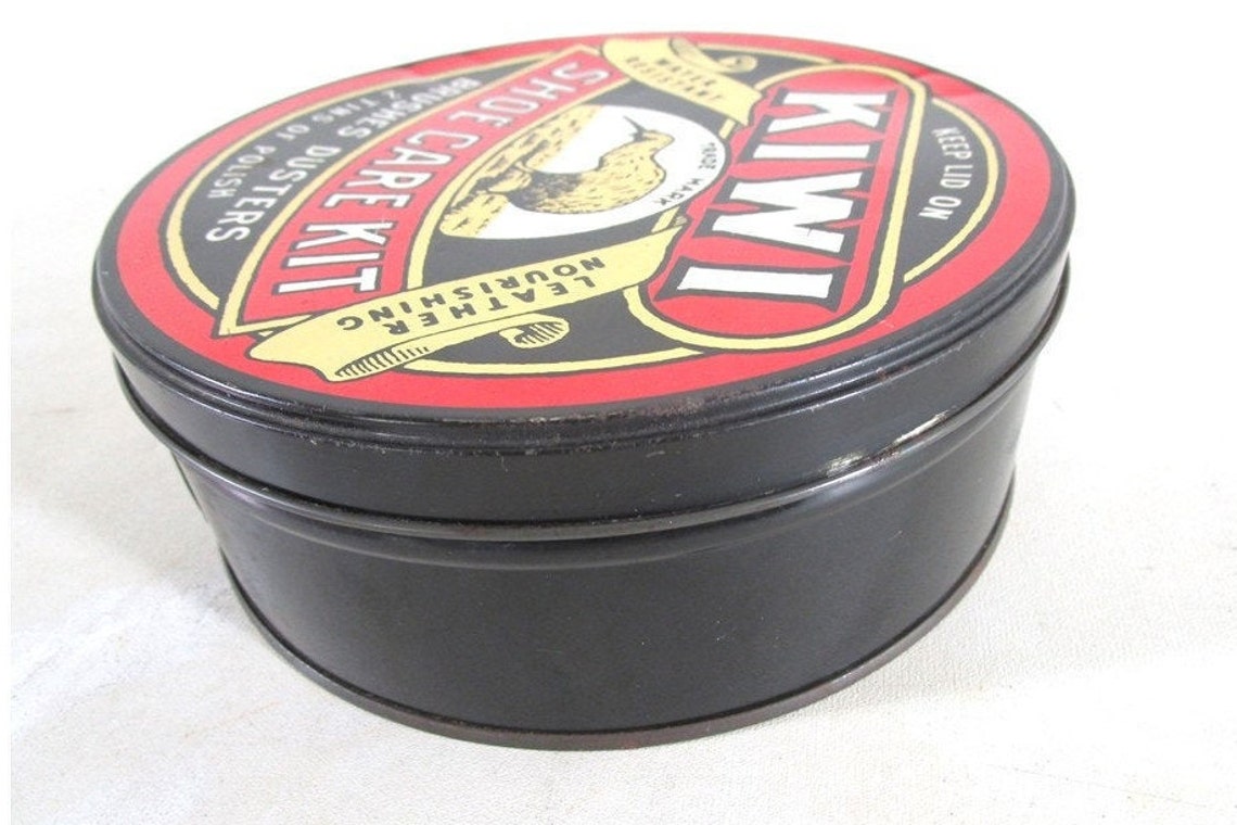 Kiwi Shoe Care Kit Tin Vintage Large Empty Leather Polish Etsy