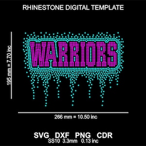 Rhinestone Template Rhinestone Warriors Design Svg-Png-Dxf File, Rhinestone T-Shirt Warriors Pattern (Digital Download)
