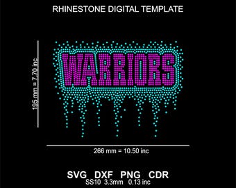 Rhinestone Template Rhinestone Warriors Design Svg-Png-Dxf File, Rhinestone T-Shirt Warriors Pattern (Digital Download)