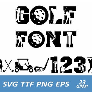 Golf Font SVG, PNG, TTF, Golf Alphabet Clipart (Digital Download)