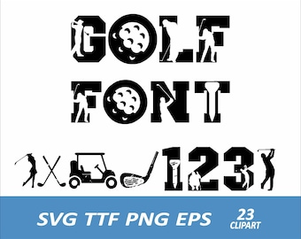 Golf Schrift SVG, PNG, TTF, Golf Alphabet Clipart (digitaler Download)