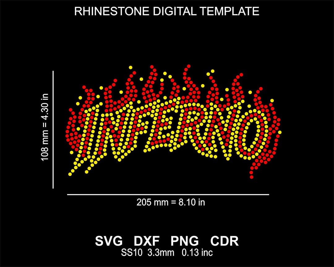 Rhinestone Flame Template Rhinestone Inferno Design Svg-png-dxf File ...