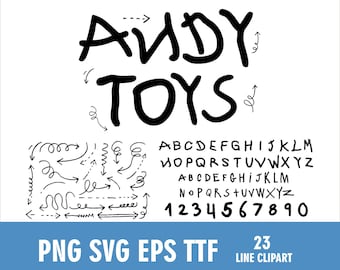 Toy Story Font SVG, PNG, TTF | Andy Alphabet, Numbers, T-shirt Design (Digital Download)