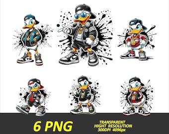 Donald Duck Streetwear PNG Bundle, Sublimation Designs (Digital Download 300 DPI)