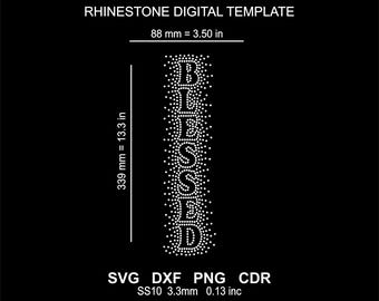 Rhinestone Template Rhinestone Blessed Design SVG-PNG File, Rhinestone T-Shirt Pattern (Digital Download)