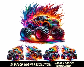 Monster Truck Clipart | Extreme Offroad Graphics (Digital Download) T-Shirt Design