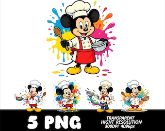 5 PNG Chef Mickey Png Chef Mouse Splash High Quality Sublimation Digital Download Mouse Clipart Png Mickey Chef Style