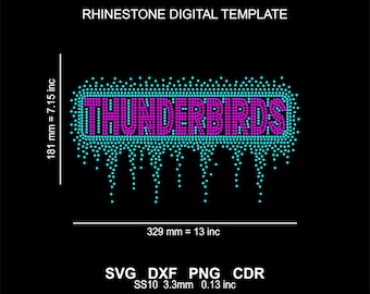 Rhinestone Template Rhinestone Thunderbirds Design Svg-Png-Dxf File, Rhinestone T-Shirt Thunderbirds Pattern (Digital Download)