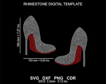 Rhinestone Template Rhinestone, Rhinestone High Heel Template, Women's Shoes Design SVG File, Rhinestone T-Shirt Pattern (Digital Download)