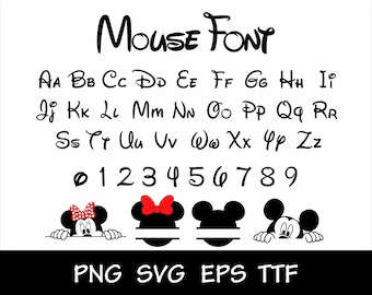 Mickey Font Clipart SVG PNG, Buchstaben Zahlen Mickey und Minnie Alphabet