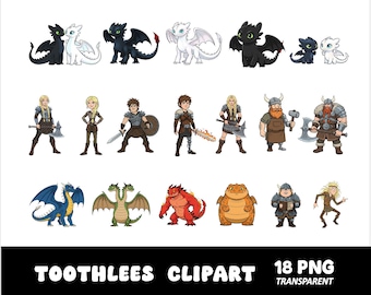 Toothless Dragon Clipart PNG, Night Fury And Light Fury Art (Digital Download)
