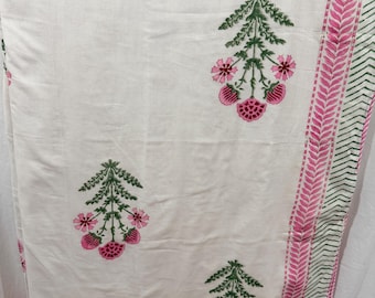 Reversible Cotton Dohar Quilt: Hand Block Floral Print Blanket