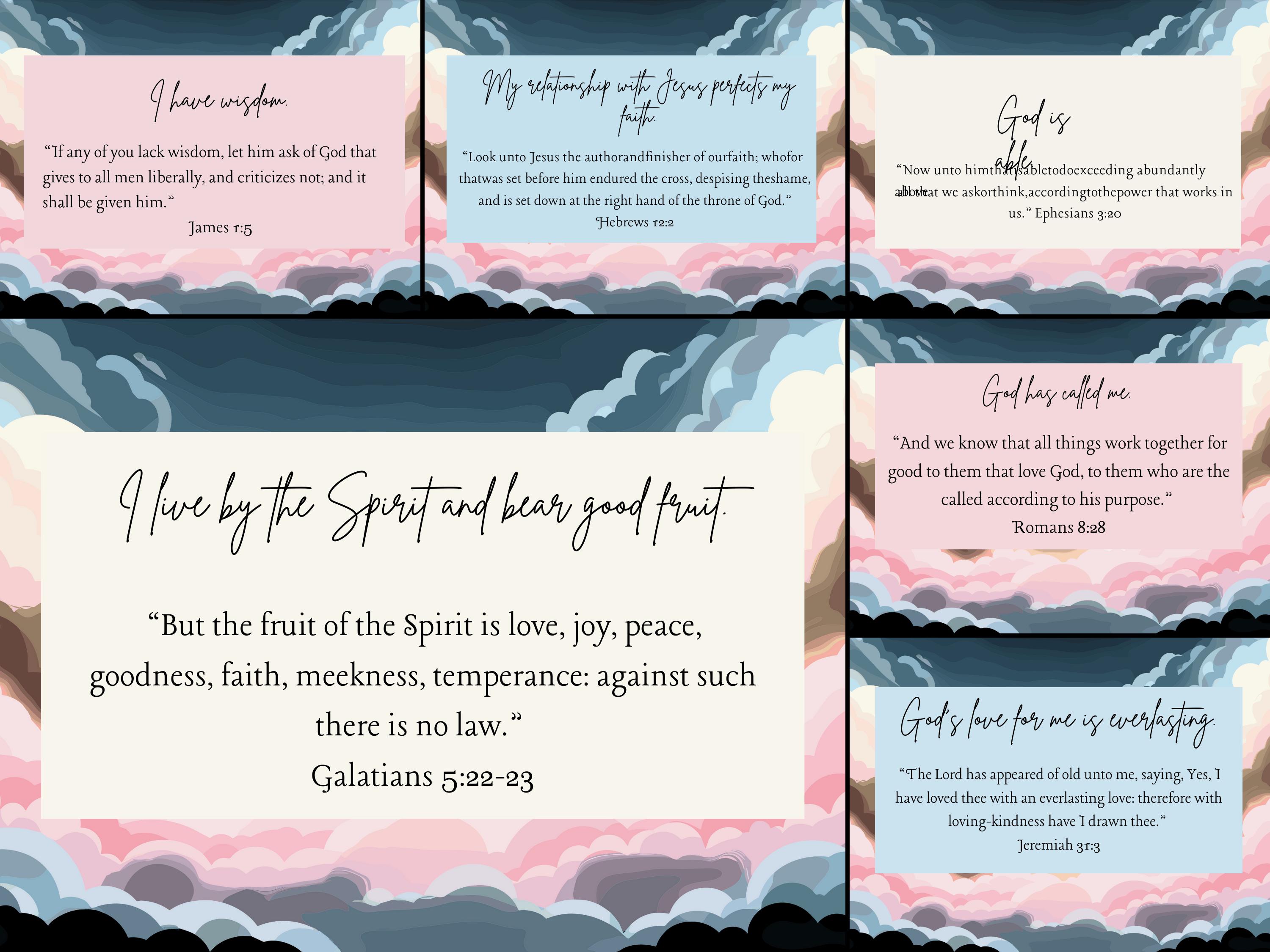 41 Scripture Affirmation Cards, Bible Verse, Self Care, Easy Download ...