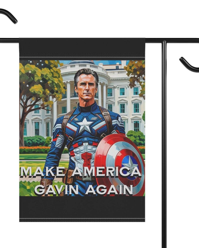 Bannière de jardin Gavin Newsom Captain America - Produits dérivés subtils anti-atout - Drapeau anti MAGA - Cadeau démocrate - Anti républicain image 6