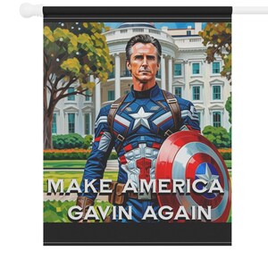 Bannière de jardin Gavin Newsom Captain America - Produits dérivés subtils anti-atout - Drapeau anti MAGA - Cadeau démocrate - Anti républicain image 9