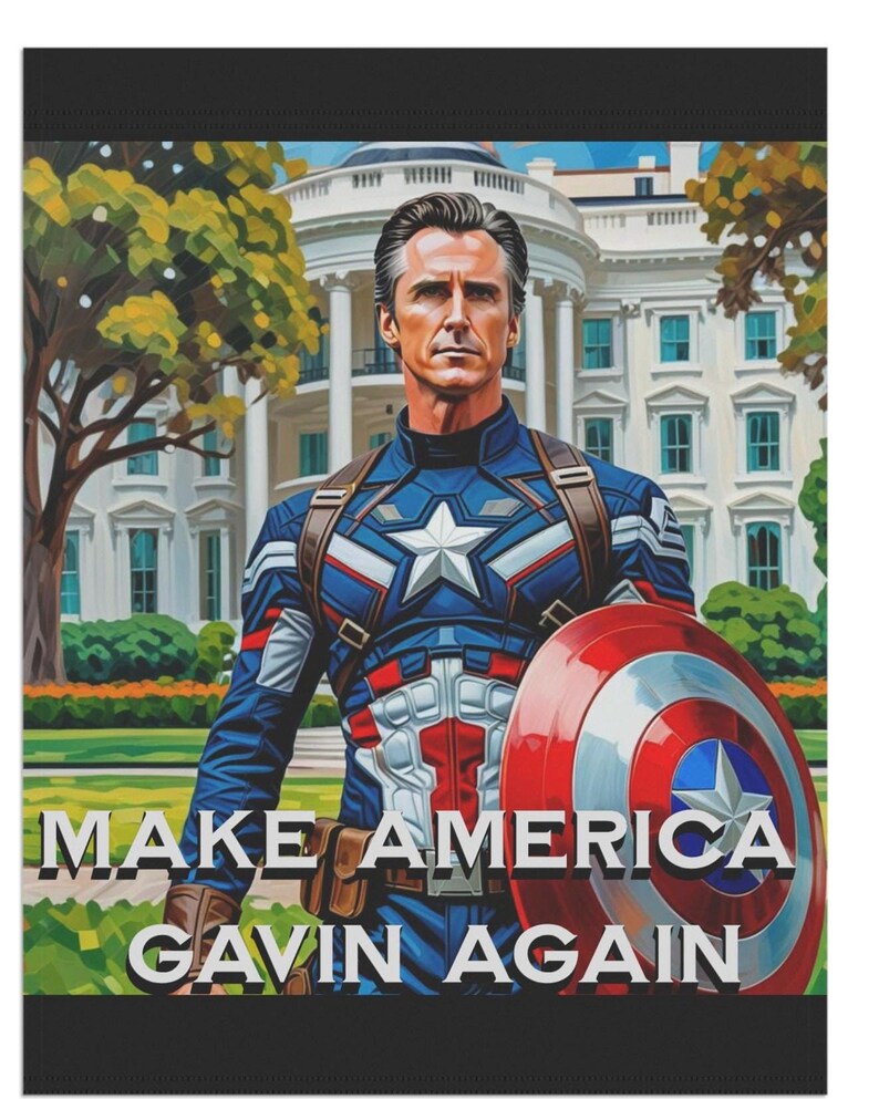 Bannière de jardin Gavin Newsom Captain America - Produits dérivés subtils anti-atout - Drapeau anti MAGA - Cadeau démocrate - Anti républicain image 10