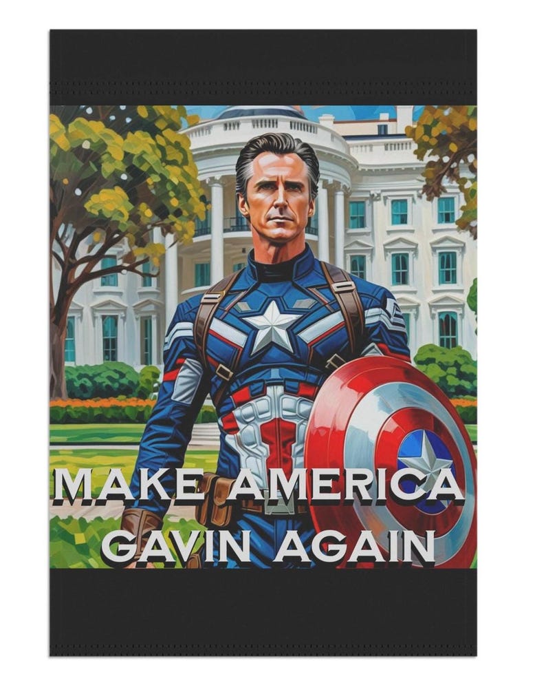 Bannière de jardin Gavin Newsom Captain America - Produits dérivés subtils anti-atout - Drapeau anti MAGA - Cadeau démocrate - Anti républicain image 7