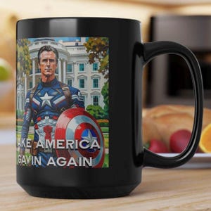 Gavin Newsom Captain America Mug - Subtle Anti Trump Merch - Anti MAGA Mug - Political Satire - Political Mug - Democrat Gift image 5