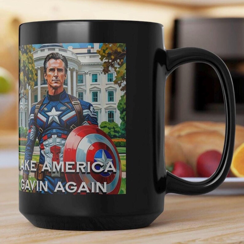 Gavin Newsom Captain America Mug - Subtle Anti Trump Merch - Anti MAGA Mug - Political Satire - Political Mug - Democrat Gift image 5