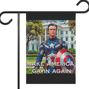 Bannière de jardin Gavin Newsom Captain America - Produits dérivés subtils anti-atout - Drapeau anti MAGA - Cadeau démocrate - Anti républicain image 5