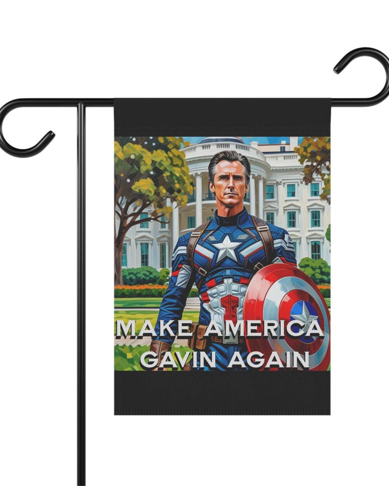 Bannière de jardin Gavin Newsom Captain America - Produits dérivés subtils anti-atout - Drapeau anti MAGA - Cadeau démocrate - Anti républicain image 5
