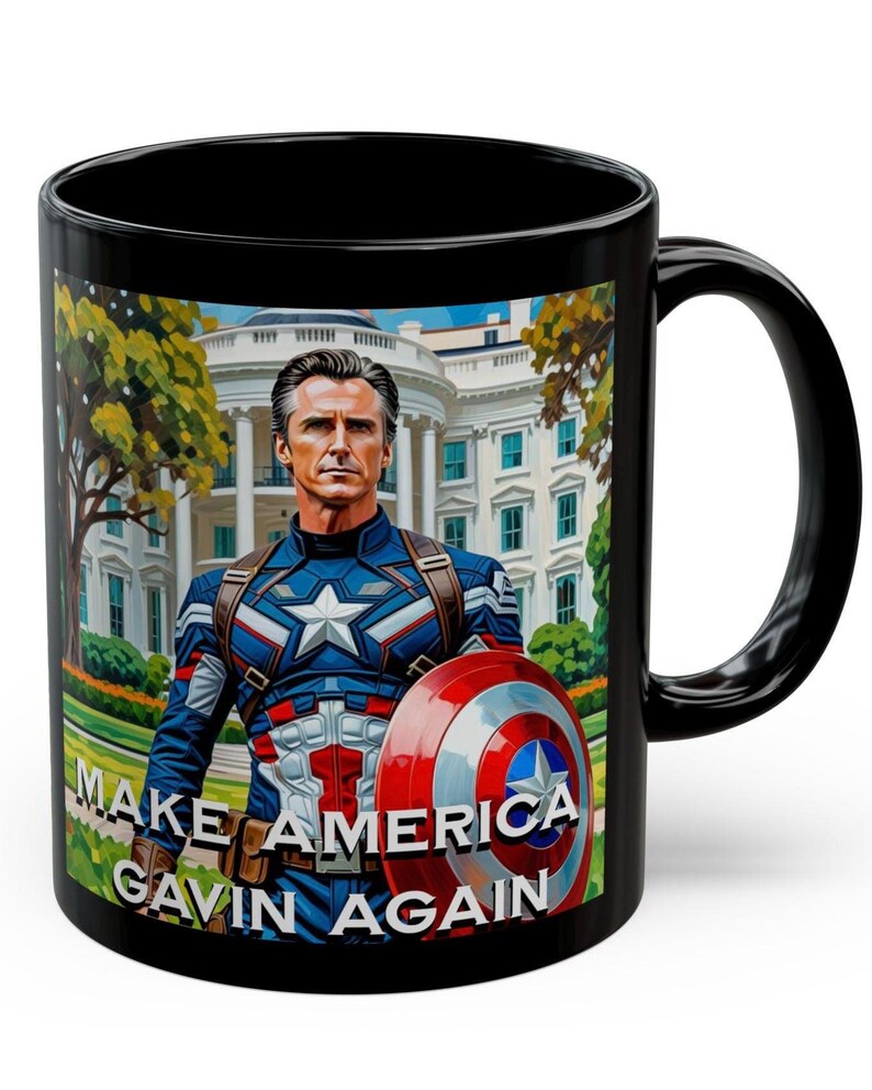 Gavin Newsom Captain America Mug - Subtle Anti Trump Merch - Anti MAGA Mug - Political Satire - Political Mug - Democrat Gift image 9