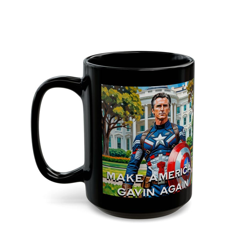 Gavin Newsom Captain America Mug - Subtle Anti Trump Merch - Anti MAGA Mug - Political Satire - Political Mug - Democrat Gift image 12