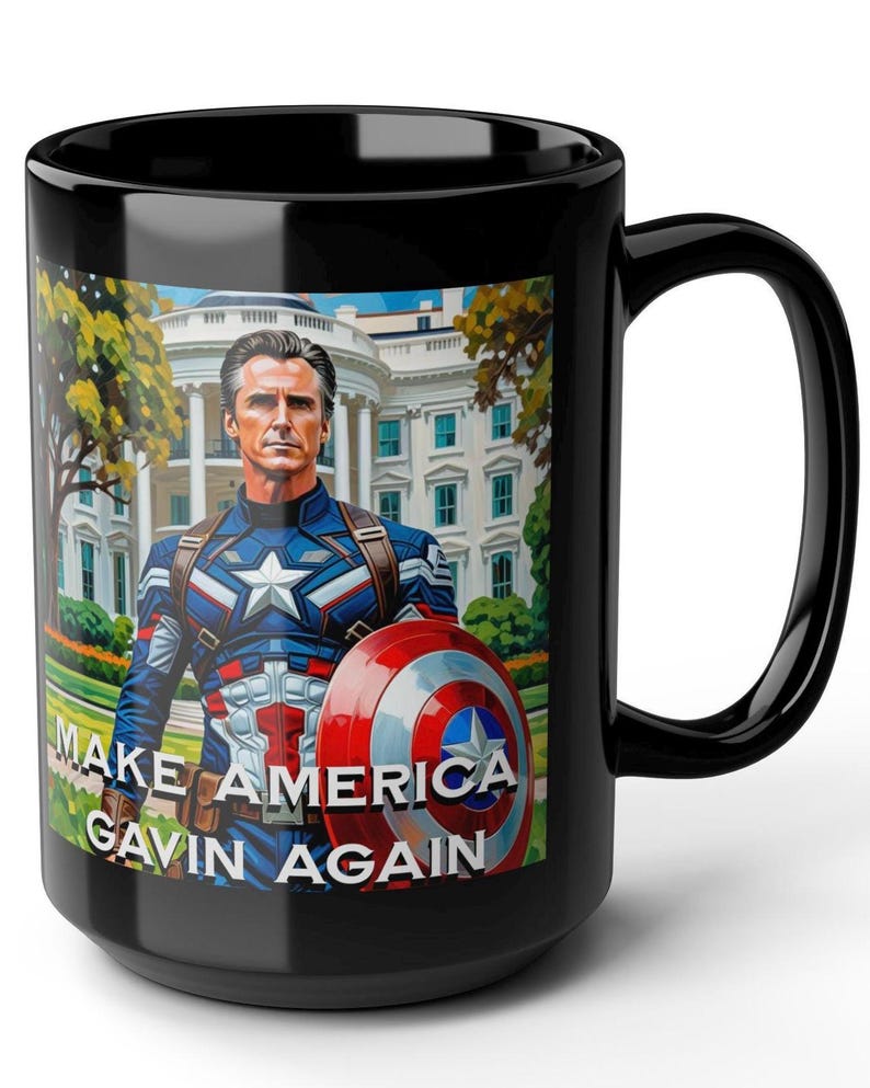 Gavin Newsom Captain America Mug - Subtle Anti Trump Merch - Anti MAGA Mug - Political Satire - Political Mug - Democrat Gift image 15