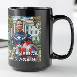 Gavin Newsom Captain America Mug - Subtle Anti Trump Merch - Anti MAGA Mug - Political Satire - Political Mug - Democrat Gift image 4