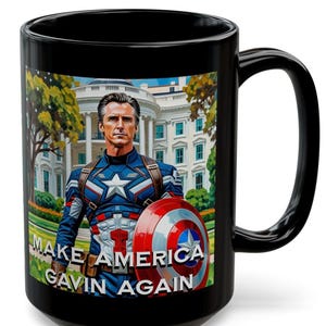 Gavin Newsom Captain America Mug - Subtle Anti Trump Merch - Anti MAGA Mug - Political Satire - Political Mug - Democrat Gift image 14