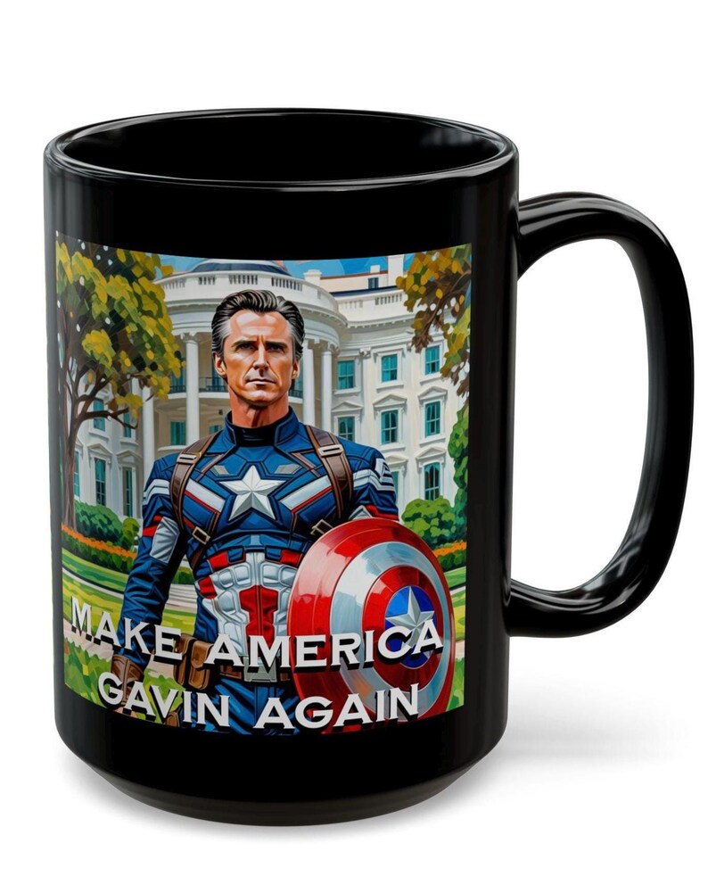 Gavin Newsom Captain America Mug - Subtle Anti Trump Merch - Anti MAGA Mug - Political Satire - Political Mug - Democrat Gift image 14