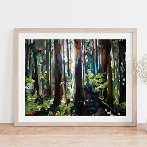 Sunlit Trees // Art Print of Painting by Canadian artist Joanne Hastie // Forest Nature Landscape Wall Decor