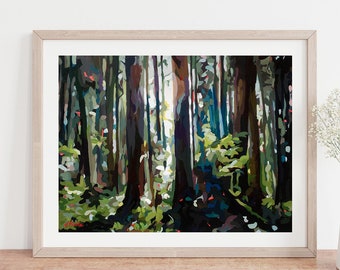 Sunlit Trees // Art Print of Painting by Canadian artist Joanne Hastie // Forest Nature Landscape Wall Decor