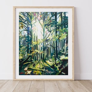 Shining Through // Art Print of Forest Painting by Vancouver Artist Joanne Hastie // Green Nature Decor