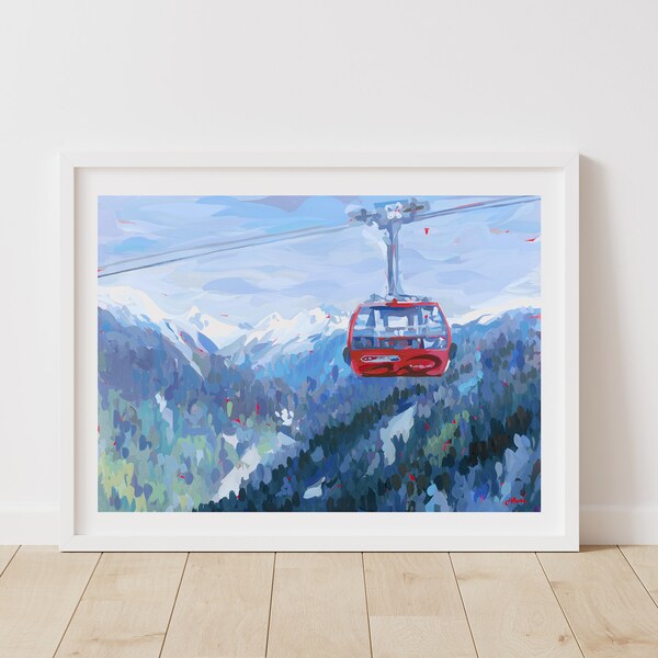 Whistler BC Gondola // Canada Art Print by Canadian Artist Joanne Hastie // Peak 2 Peak // Winter Landscape Wall Décor