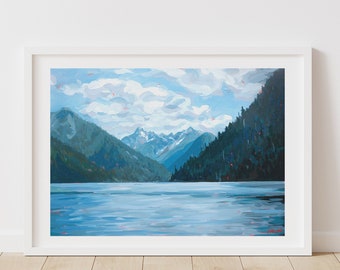 Art Print of Chilliwack Lake in BC, Canada // British Columbia Art Print by Canadian Artist Joanne Hastie // Mountain Landscape Painting
