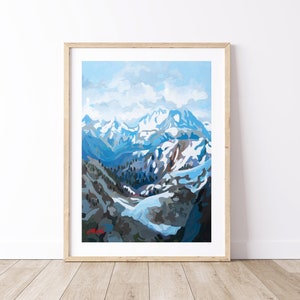 Whistler Mountain View // Print of painting by Canadian artist Joanne Hastie // Snowy Mountain Landscape
