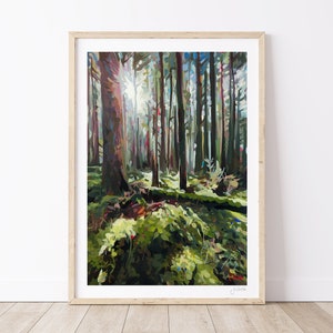 Shades of Green Fine Art Decor // Art Print Signed by Artist // Squamish, British Columbia Rainforest // Painting #09