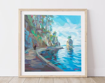Stanley Park Seawall à Vancouver // Siwash Rock // Impression d’art de la Colombie-Britannique de la peinture de l’artiste canadienne Joanne Hastie