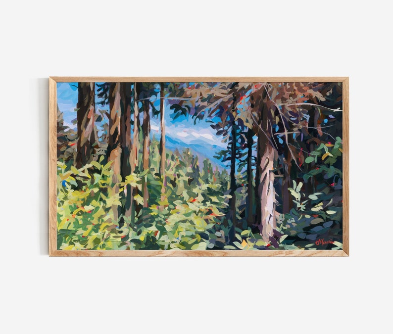 Samsung TV Digital Art//troisième Switchback forêt peinture//vélo de montagne inspiré paysage numérique téléchargement image 1