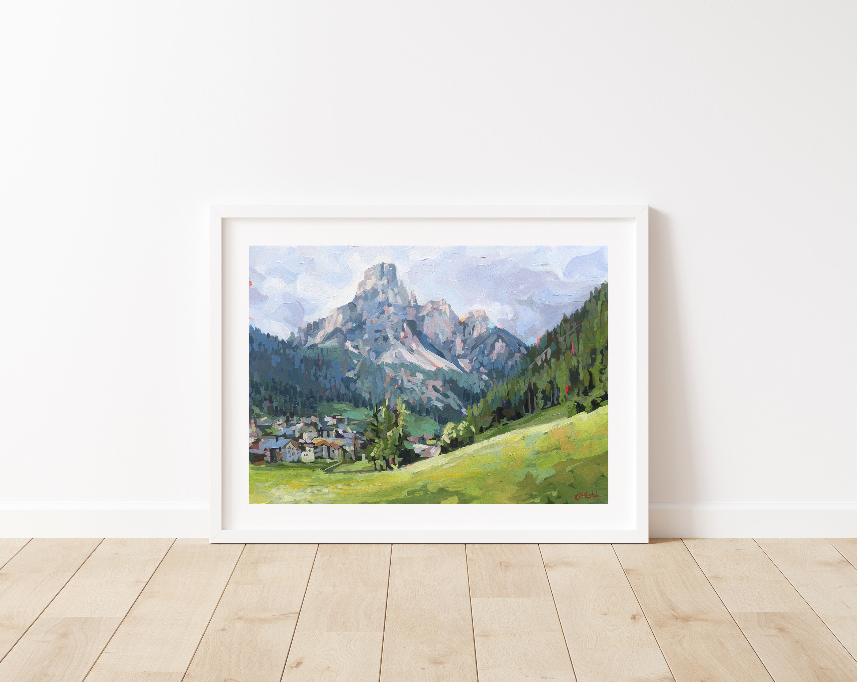 Mountain wall art printable Alps wall art Mountain Drawing Mountain watercolor download Italian dolomites wall art horizontal mountain