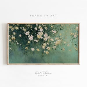 Moody Bloom Frame TV-konst | Gröna vårblommor (digital nedladdning i 4K)