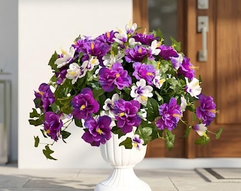 UV Resistant Artificial Hibiscus Flowers, Faux Silk Outdoor Plants for Porch Patio Decor