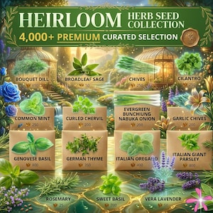 Colección de semillas de hierbas aromáticas tradicionales: 15 variedades, más de 4000 semillas no transgénicas para huertos culinarios.