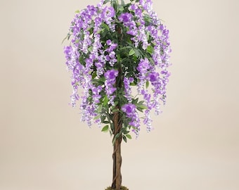 Albero di glicine artificiale alto 1,5 m, pianta finta da interno, grande albero artificiale decorativo da pavimento, albero di fiori realistico da appendere, decorazione per casa e esterni, regalo